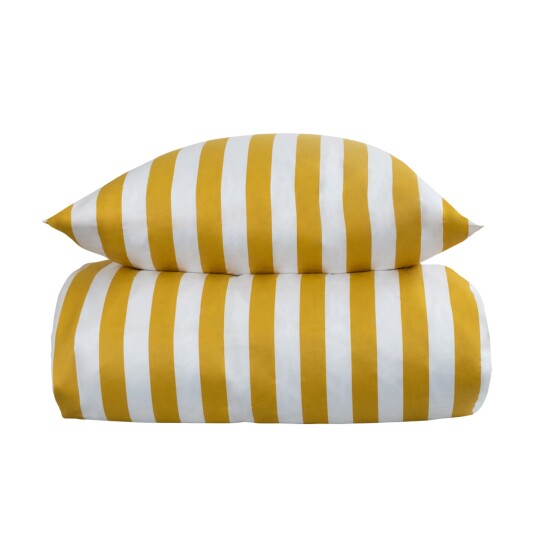 Borg Living Sengetøy - 240x220 cm - Nordic Stripe Curry - Curry and White - 100% bomullsateng