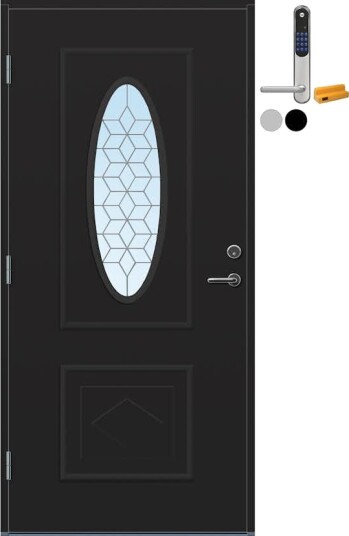 Ytterdør Bygg1 Fana Klart Blyglass med Yale Doorman Classic Home
