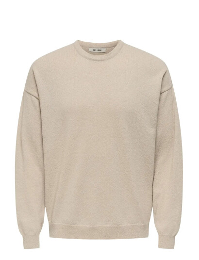 ONLY & SONS Onsjob Rlx Ls Boucle Crew Knit - Cream - S