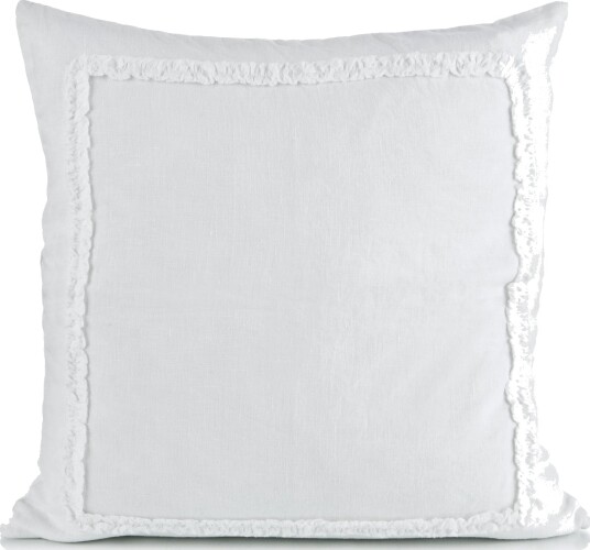Putetrekk Adele 50x50 hvit m/ruflekant 100% lin