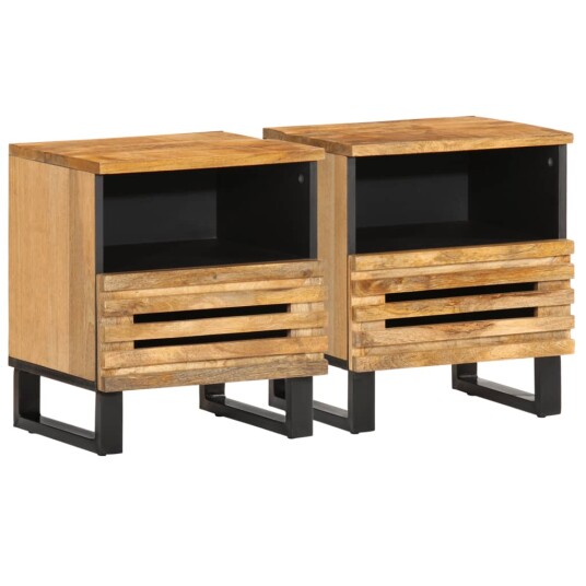 Nattbord 2 stk 40x34x46 cm grovt heltre mangotre 377467