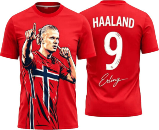 2026 World Cup Norge landslag Erling Haaland nr. 9 fotballdrakt, supporter T-skjorte, unisex voksne barn kortermet fotball