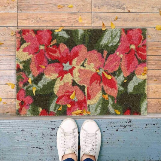 Rxs Kokosfiber dørmatte med blomstermotiv