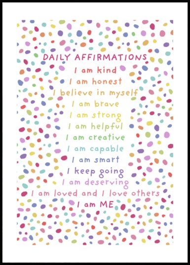 Daily Affirmations Colorful Dots Plakat / 40x50