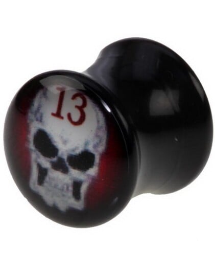Utgått The 13 Skull Svart Piercing Plugg 5 mm
