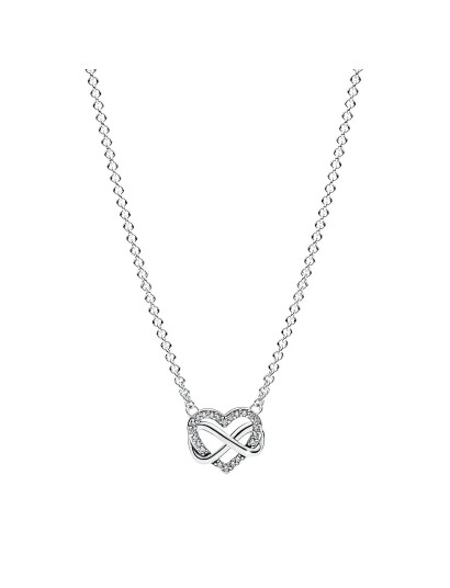 PANDORA Infinity Heart Sterling Silver Necklace With Clear Cubic Zirconia Silver 50 cm