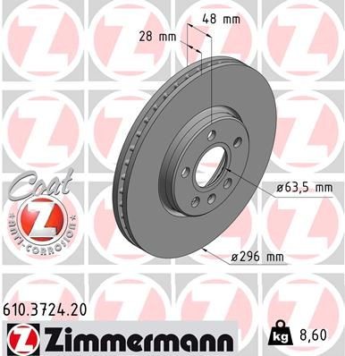 Bremseskive ZIMMERMANN 610.3724.20