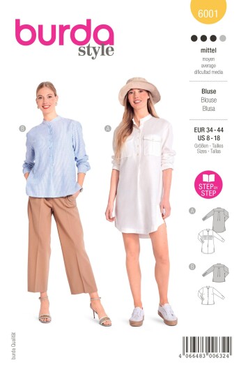 Burda 6001 - Bluse EUR: 34-44, US: 8-18