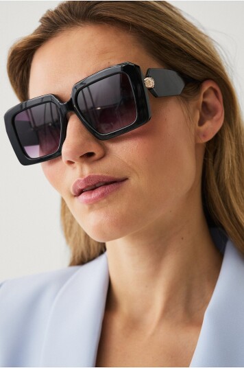 Ellos Collection Firkantet solbrille Svart