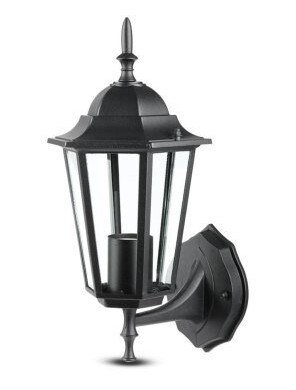 V-Tac svart vegglampe - IP44 utendørs, E27 fatning, uten lyskilde V-Tac svart vegglampe - IP44 utendørs, E27 fatning, uten lyskilde