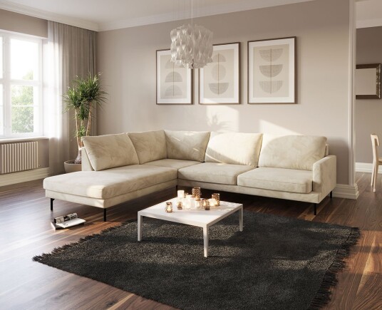 SparMax Hemsedal A25 Hjørnesofa - Sand Velur