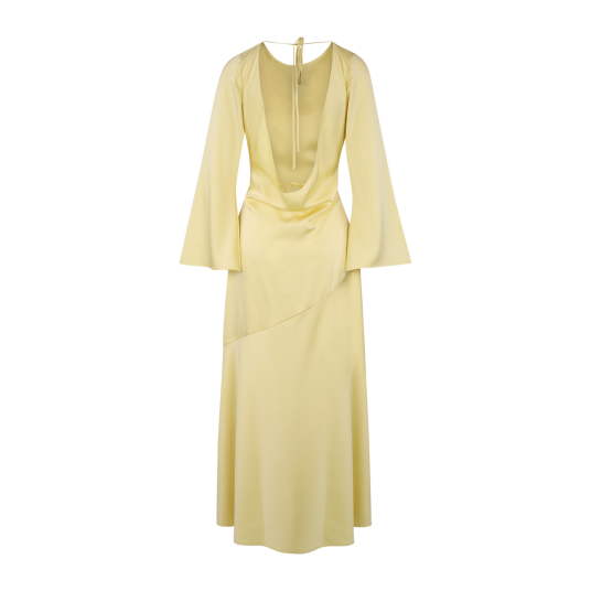 Sanne Dress Light Yellow L Satin dress with open back
