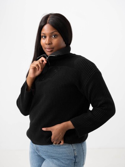 Selected Femme Bloomie Long Sleeve Knit Half Zip Sort S