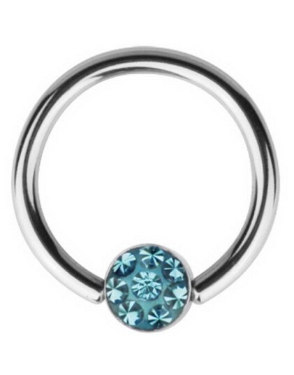 BCR Piercing with Sprakling Turquoise Stone Strl 1.2 x 8 mm med 4 mm kule