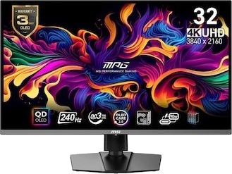 MSI MPG 321URX 32" QD-OLED Gaming Skjerm 4K 240Hz Svart