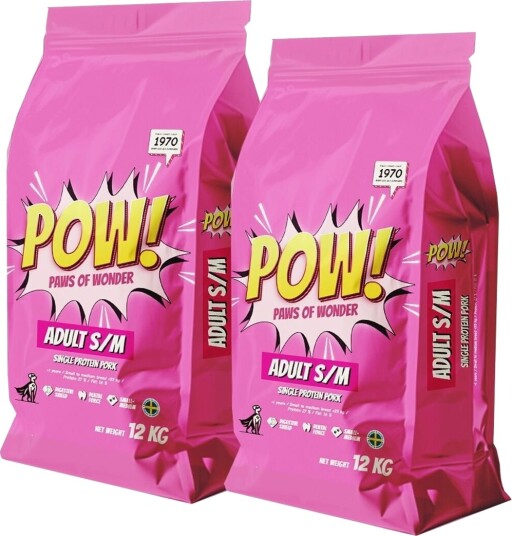 Pow! Dog Adult Small/Medium Pork 2X12 kg