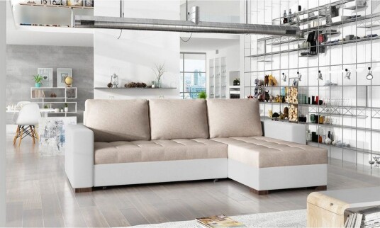 Seksjon Eltap Newark 237x150x90 cm Dora 21 Soft 17 Beige Hvit