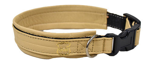 Gustaf och Evita Justerbart Skinnhundehalsbånd 20cm Beige