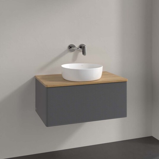 Villeroy & Boch Antao Servantskap med 1 skuff 80x50x36 cm m/lys Antrasitt/Eik
