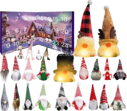Jule Nisse Adventskalender 2024 med 24 Nisse Plysjfigurer 2024 Jule Nisse Adventskalender 24 Dagers Juleadventskalender YSJ