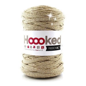 Hoooked Ribbon XL Stoffgarn Unicolor Lurex 2 Golden Dust