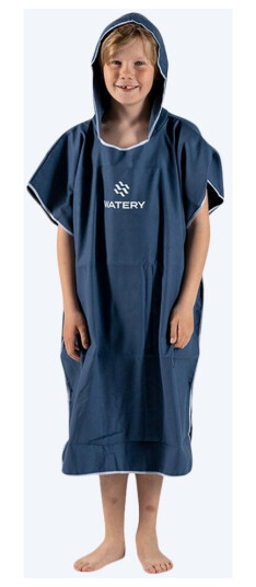 Watery badeponcho til junior - Microfiber - Mørkeblå
