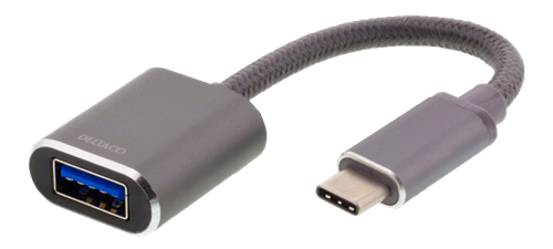 Deltaco USB-C 3.1 OTG Adapter 0.1m Grå