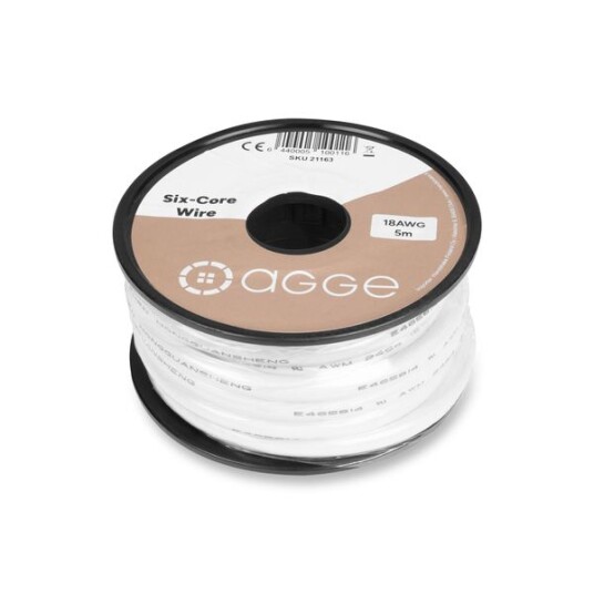 Strømkabel for LED striper AGGE Six Core 18AWG/0,82 mm² 5 m Strømkabel for LED striper AGGE Six Core 18AWG/0,82 mm² 5 m