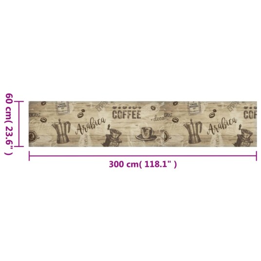  Kjøkkenteppe vaskbar Coffee brun 60x300 cm fløyel 8721012918566