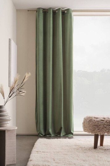 Jotex SAVANNAH RECYCLED gardin med maljer - 1 lengde Grønn matt svart 1724763-05-250 1724763-05-300