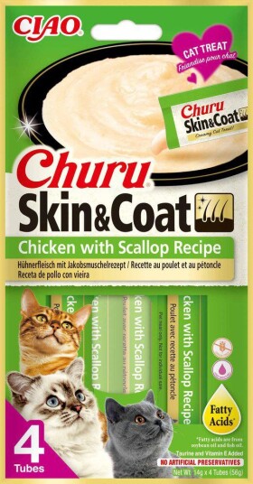 Churu Skin & Coat Kattesnacks Kylling & Kamskjell 4 stk
