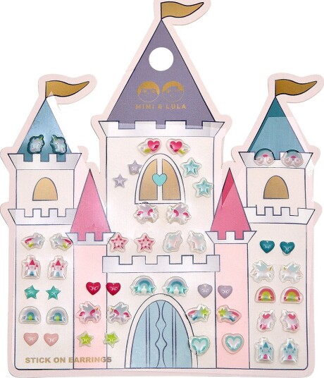 Mimi & Lula Stick On Earrings 25 Pairs   Rainbow Castle   Multi/patterned   ONE SIZE