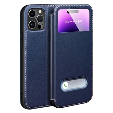 iPhone 16 Pro Max Læretui med dobbel visning og flipp Safir