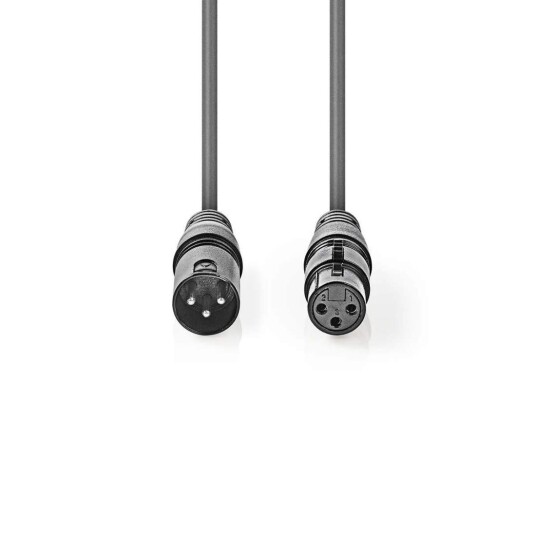 Nedis Balansert XLR 3-Pin Lydkabel 0.5 m Nikkelbelagt Mørk Grå Rund PVC