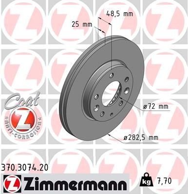 Bremseskive ZIMMERMANN 370.3074.20