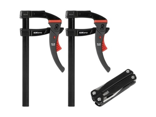 Sett: 2 X Spakklemmer Stål Kli20, 200X80mm Kliklamp + Multiverktøy, Bessey [Kli-Set-A] Black Edition