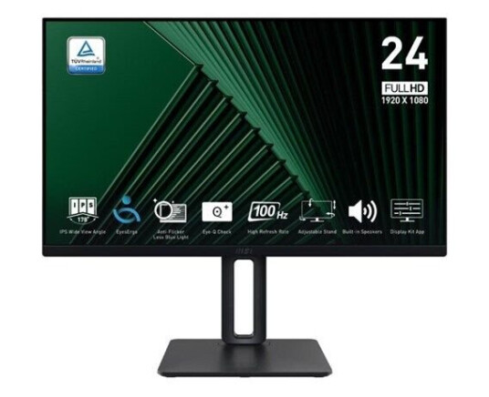 MSI PRO MP245PG 24" Full HD IPS Skjerm med 100Hz Oppdateringsfrekvens - Sort MSI PRO MP245PG 24" Full HD IPS Skjerm med 100Hz Oppdateringsfrekvens - Sort
