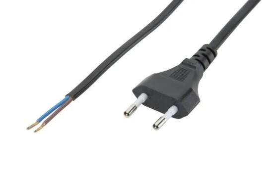 Apparatkabel med åpen ende, ujordet 1,5 m Svart