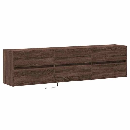 TV Veggskap med LED brun eik 180x31x45 cm
