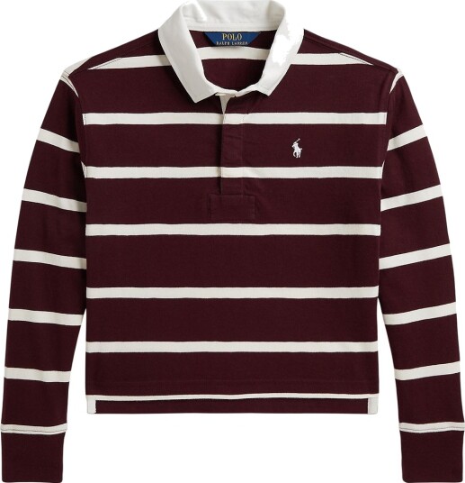 Ralph Lauren Kids Striped Cotton Jersey Rugby Shirt Burgundy XL