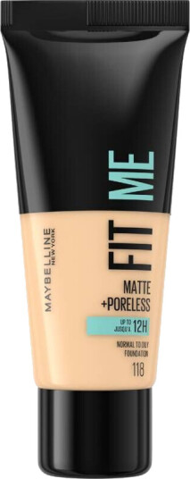 Maybelline Fit Me Matte + Poreless Foundation 118 Nude 30ml - Dermatologisk Testet, Matt