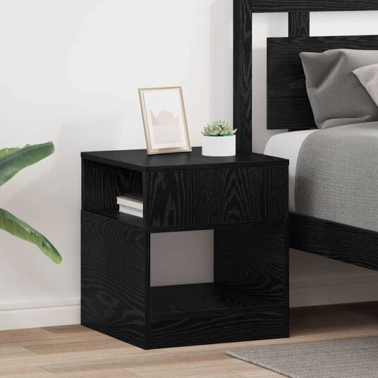 vidaXL Avlastningsbord 2 pcs Svart Eik 40,5 x 40 x 45 cm