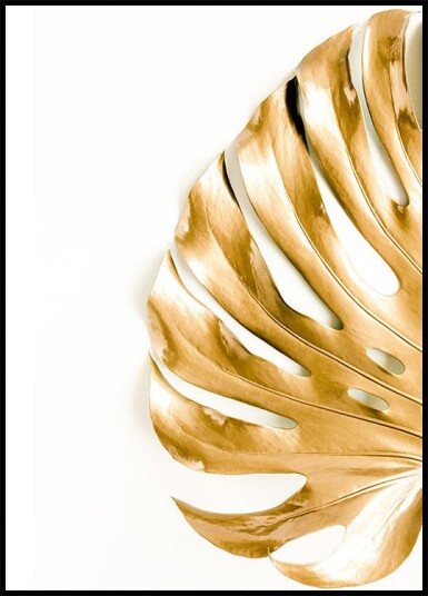 Gold Monstera Leaf Plakat Plakat / 100x150cm
