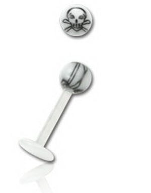 Utgått Labret With Black Skull 1.2 x 8 mm Utgått Labret With Black Skull 1.2 x 8 mm