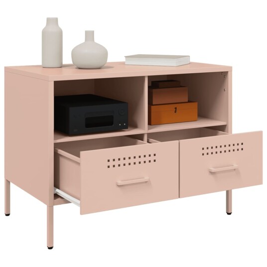 Nattbord 2 stk rosa 36x39x50,5 cm kaldvalset stål 843045