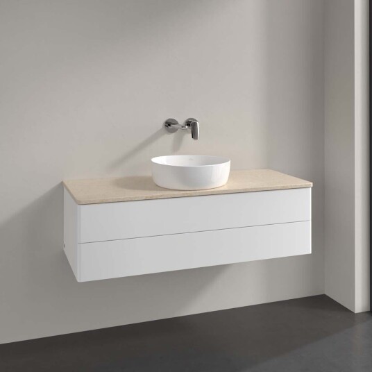 Villeroy & Boch Antao Servantskap med 2 skuffer 120x50x36 cm m/lys Hvit Matt/Crème