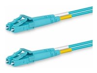 Lanview - Patchkabel - LC/UPC multimodus (hann) til LC/UPC multimodus (hann) - 1 m. - 2 mm - fiberoptikk - dupleks - 50 / 125 my - OM3 - halogenfri - akvamarin