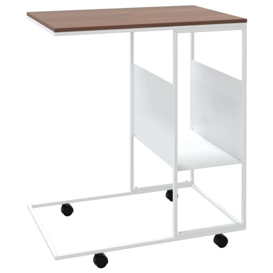 vidaXL Sidebord med hjul hvit 55x36x63,5 cm konstruert tre