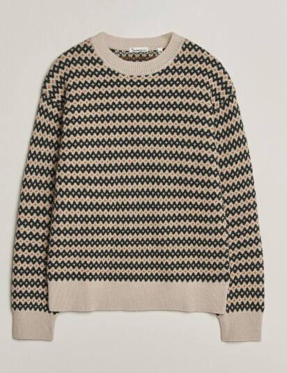 KnowledgeCotton Apparel Lambswool Jaquard Sweater Green KnowledgeCotton Apparel Lambswool Jaquard Sweater Green