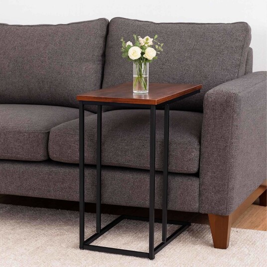 C formet sidebord – trelignende topp metallramme